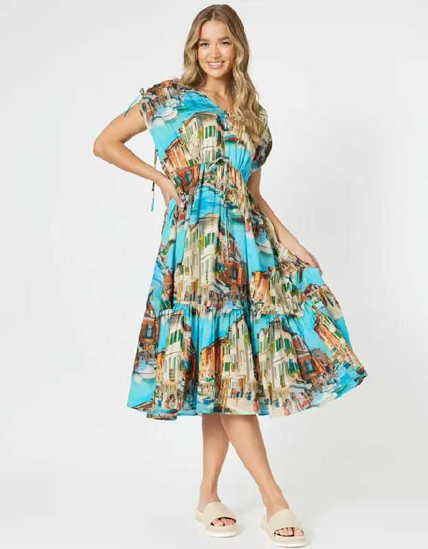 Venice Dress Blue Print Long unclassified dresses