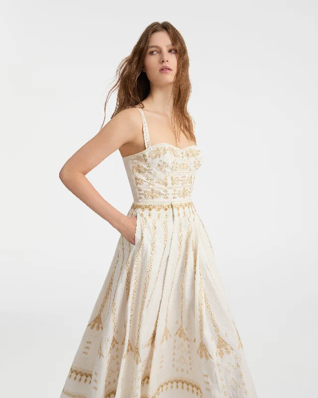 Elida Dress with Calliope Embroidery Neutral tone unclassified dresses