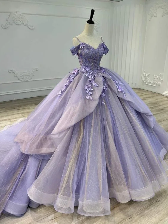 Ball Gown Organza Off-the-Shoulder Lavender Quinceanera Dress Corset unclassified dresses