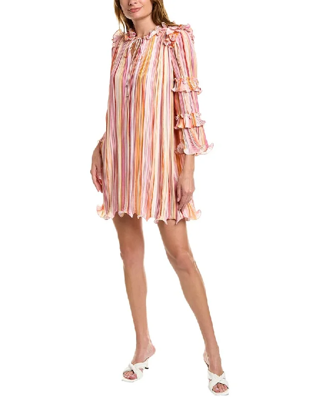 BCBGMAXAZRIA Accordion Pleated Shift Dress Boho unclassified dresses