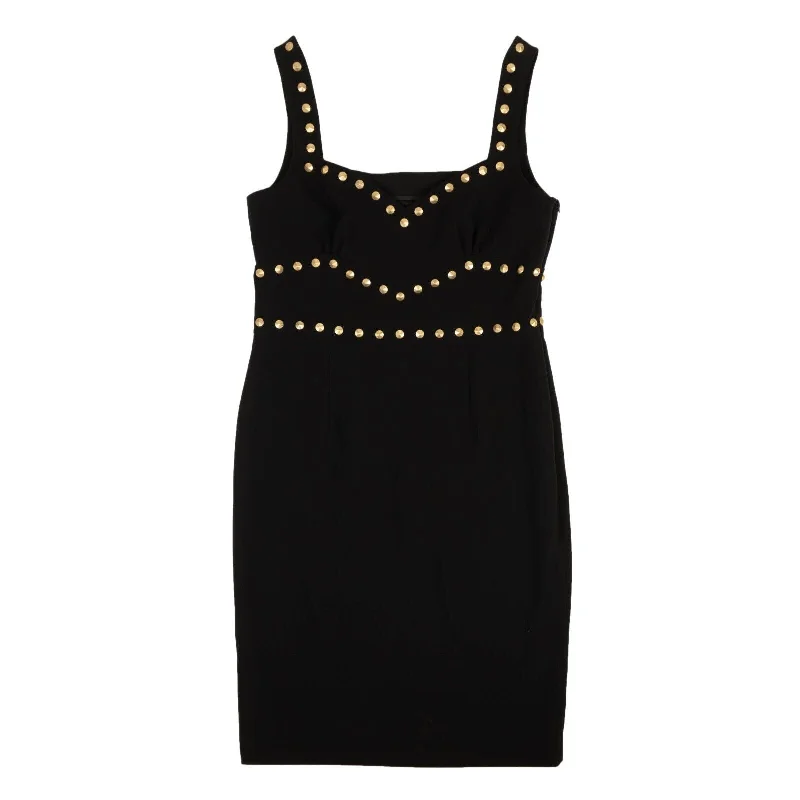 Black Gold Stud Accent Sweatheart Dress Gothic unclassified dresses