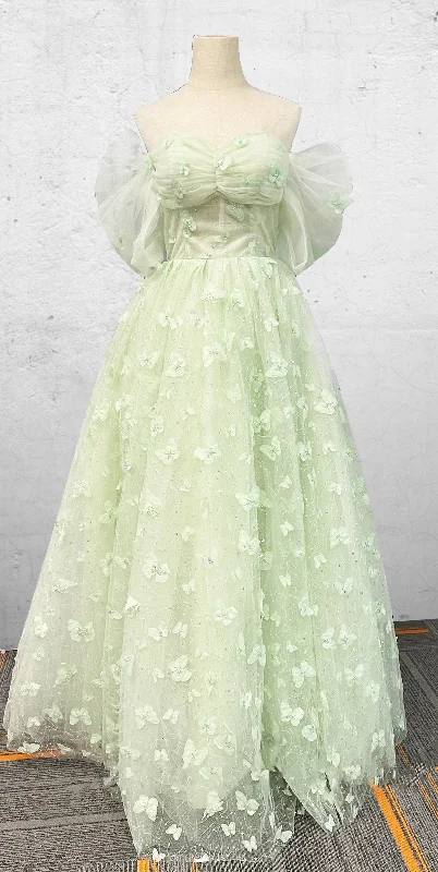 Boho A-Line Sweetheart Green Floor-Length Quinceanera Dress With Petticoat Designer unclassified dresses