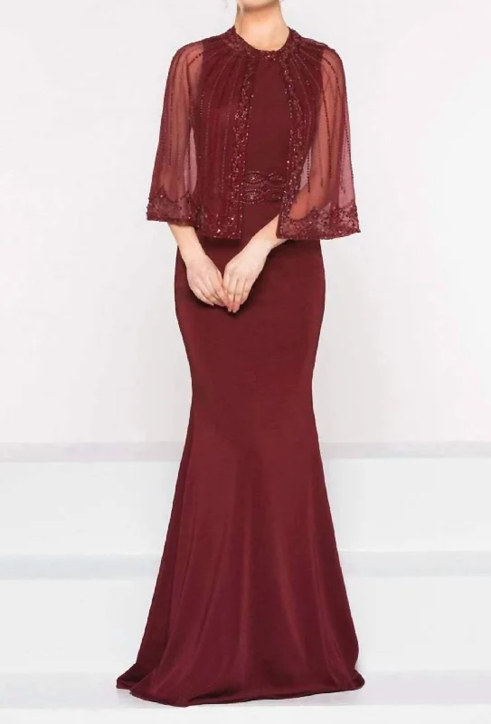 Cape Gown In Wine Holiday unclassified dresses