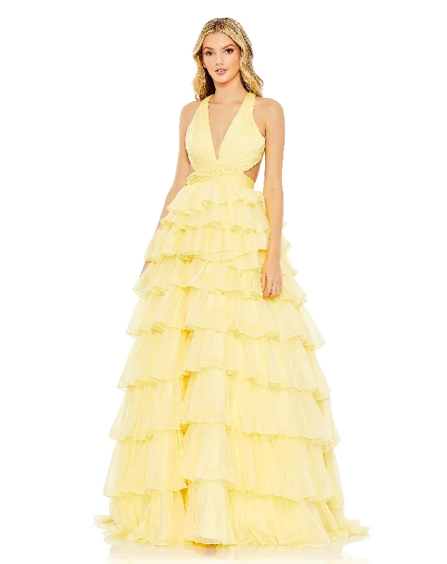 Chiffon Layered Cut Out Ballgown Cocktail unclassified dresses