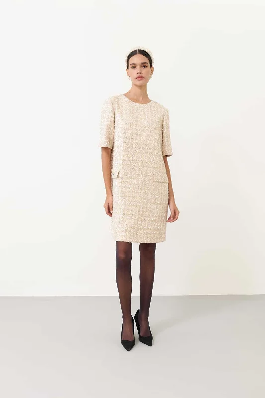 Crew Neck Dress Beige Women's unclassified dresses