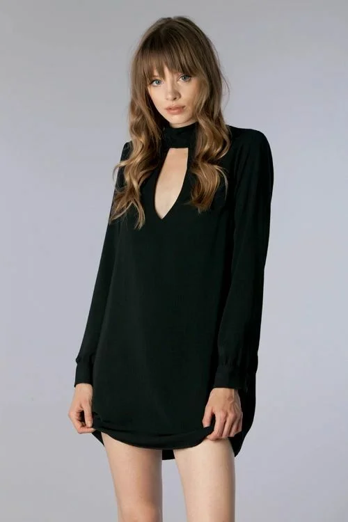 Do & Be Back Open Shift Dress Black Vacation unclassified dresses