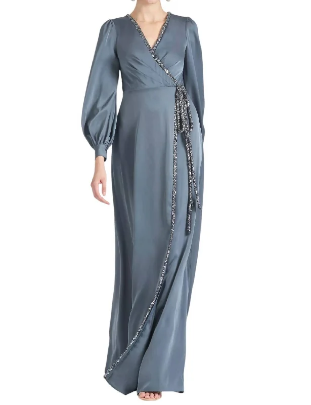 Dorthea Gown In Grey Wrap unclassified dresses