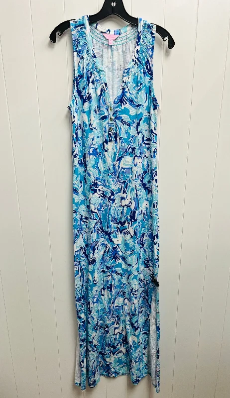 Dress Designer By Lilly Pulitzer In Blue & White, Size: M Engagement unclassified dresses