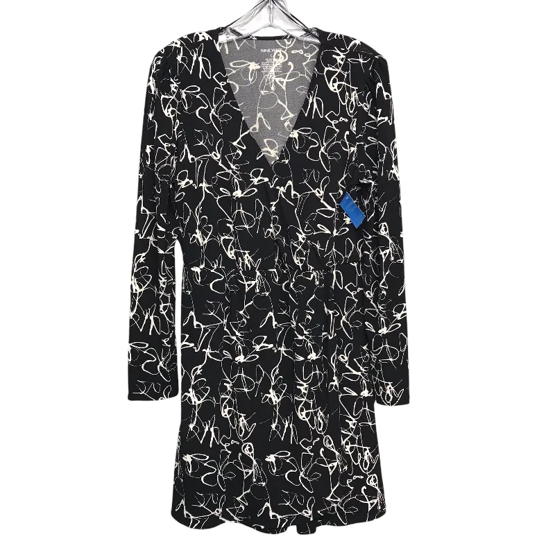 Dress Work By Nine West In Black & White, Size:L Long sleeve unclassified dresses