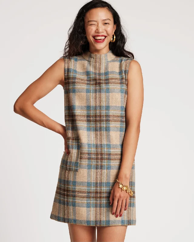 Ellen Wool Shift Dress Stewart Plaid Casual chic unclassified dresses