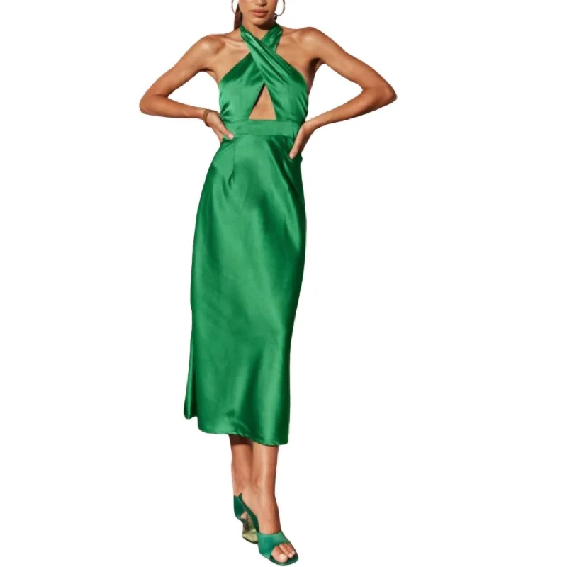 Francesca Slip Dress In Green Color block unclassified dresses