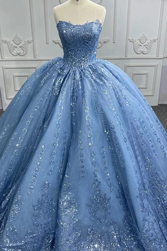 Gorgeous Blue Sleeveless Strapless Ball Gown Quinceanera Dresses Women's unclassified dresses