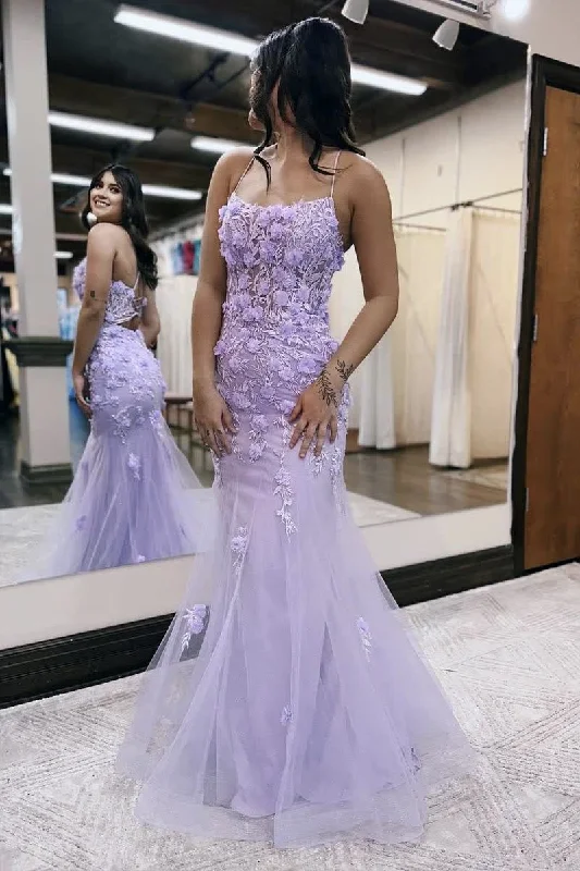 Lilac Mermaid Scoop Neck Prom Dress with Appliques Discounted unclassified dresses