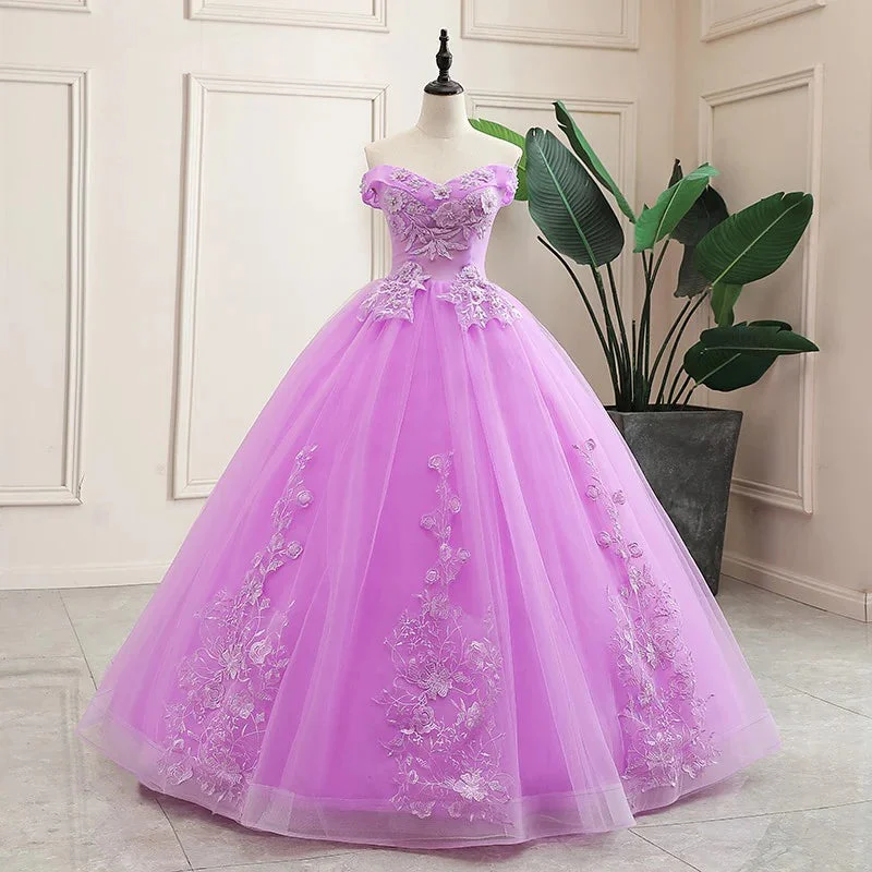 Lilac Off the Shoulder Quinceanera Dress Ball Gown with Appliqued Vintage unclassified dresses