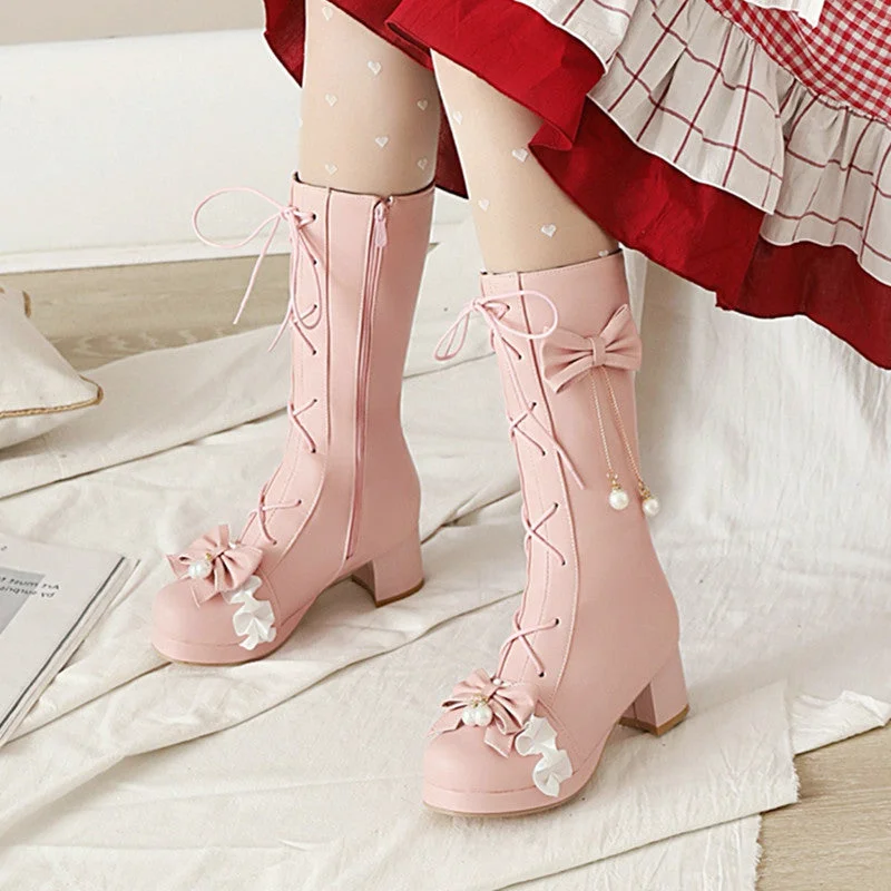 Lolita bow middle boots YV43664 Sequin unclassified dresses