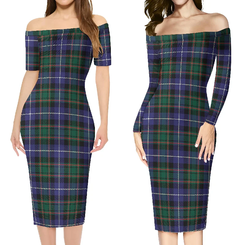 MacRae Hunting Modern Tartan Off Shoulder Lady Dress Festival unclassified dresses