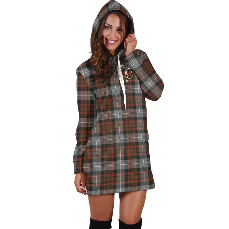 MacRae Hunting Weathered Tartan Hoodie Dress with Family Crest Sexy unclassified dresses