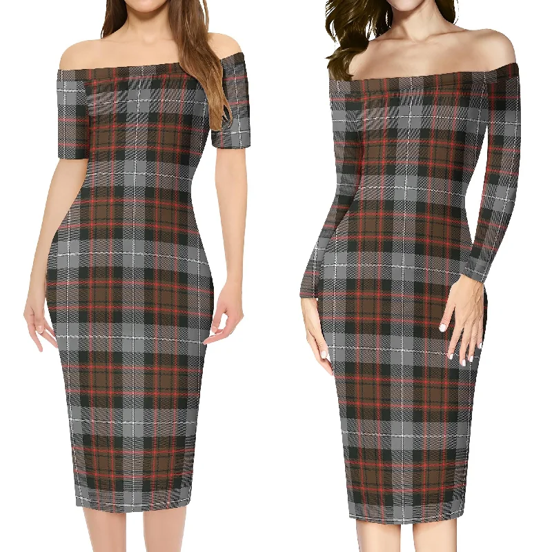 MacRae Hunting Weathered Tartan Off Shoulder Lady Dress Petite unclassified dresses