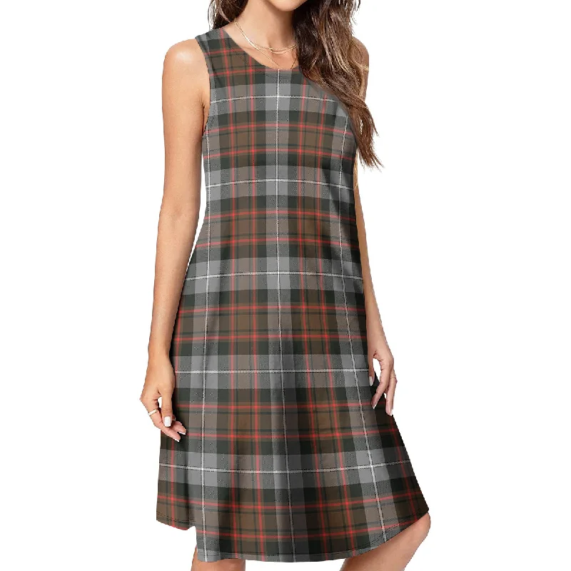 MacRae Hunting Weathered Tartan Womens Casual Dresses Tiered unclassified dresses