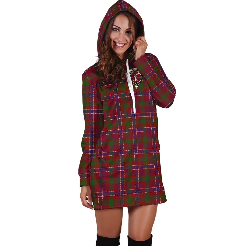 MacRae Red Tartan Hoodie Dress with Family Crest Stretchy unclassified dresses