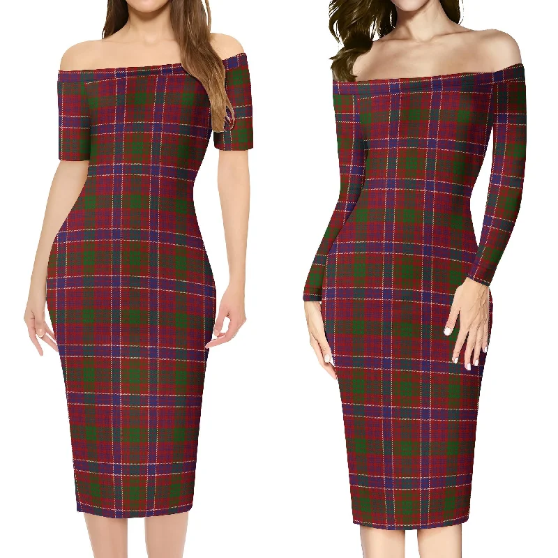 MacRae Red Tartan Off Shoulder Lady Dress Summer unclassified dresses