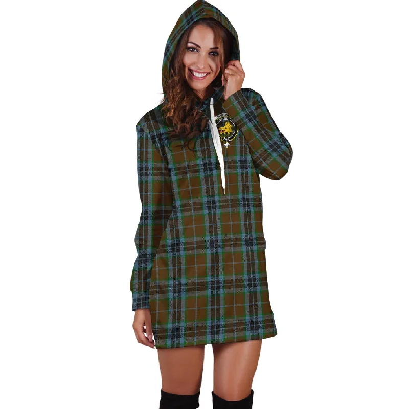 MacTavish Hunting Tartan Hoodie Dress with Family Crest Bodycon unclassified dresses