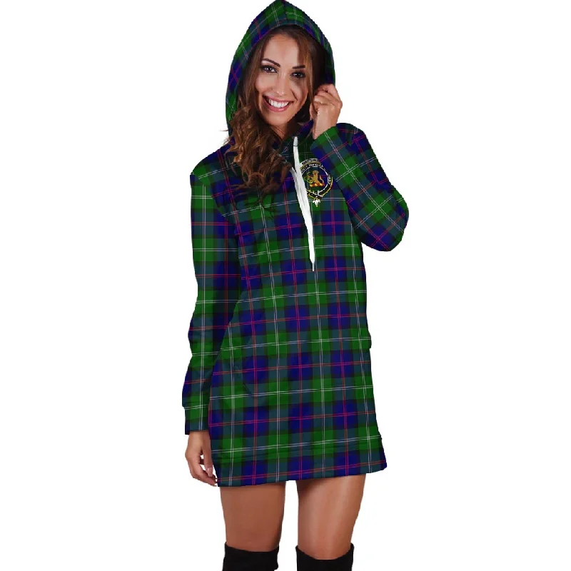 MacThomas Modern Tartan Hoodie Dress with Family Crest Bold pattern unclassified dresses