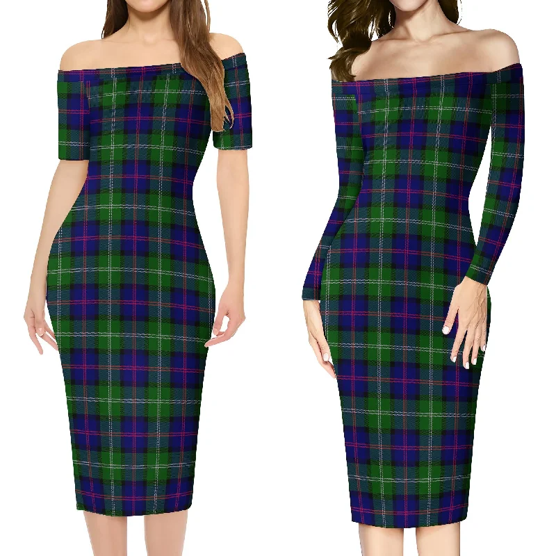 MacThomas Modern Tartan Off Shoulder Lady Dress Breathable unclassified dresses