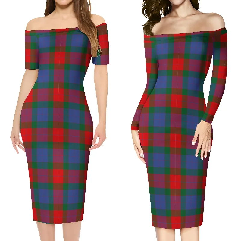 Mar Tartan Off Shoulder Lady Dress Cotton unclassified dresses