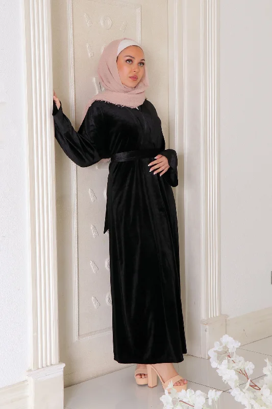 Mariah Velvet Open Abaya- Black Backless unclassified dresses