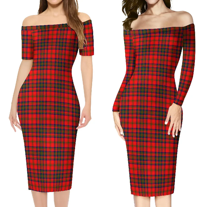 Matheson Tartan Off Shoulder Lady Dress Monochrome unclassified dresses