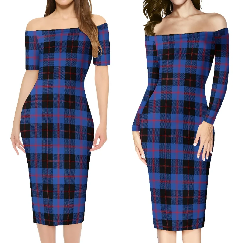 Maule Tartan Off Shoulder Lady Dress Spring unclassified dresses