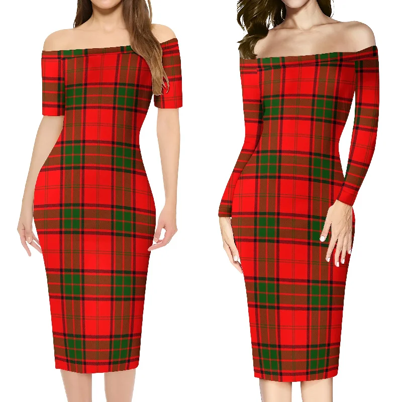 Maxtone Tartan Off Shoulder Lady Dress Beach unclassified dresses