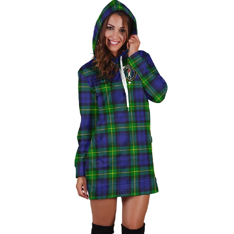 Meldrum Tartan Hoodie Dress with Family Crest Long unclassified dresses