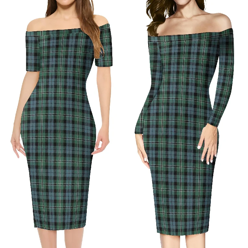 Melville Tartan Off Shoulder Lady Dress Satin unclassified dresses