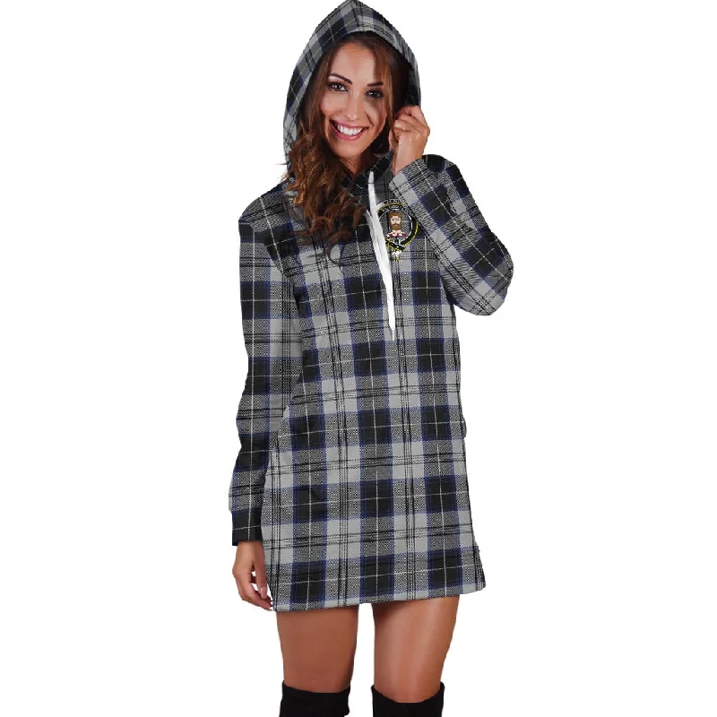 Menzies Black Dress Tartan Hoodie Dress with Family Crest Soft fabric unclassified dresses