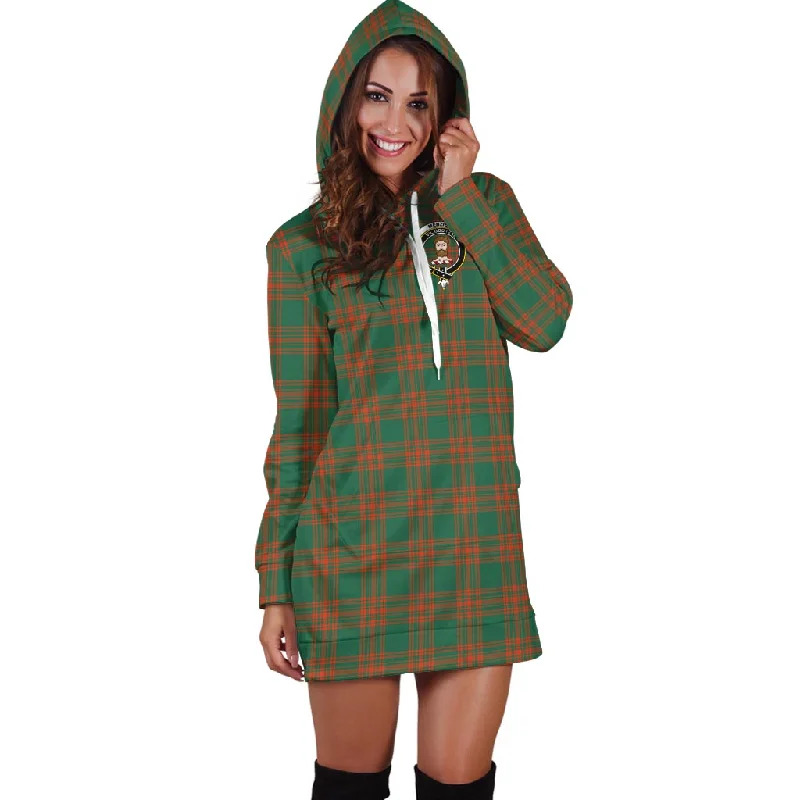 Menzies Green Ancient Tartan Hoodie Dress with Family Crest Stylish unclassified dresses