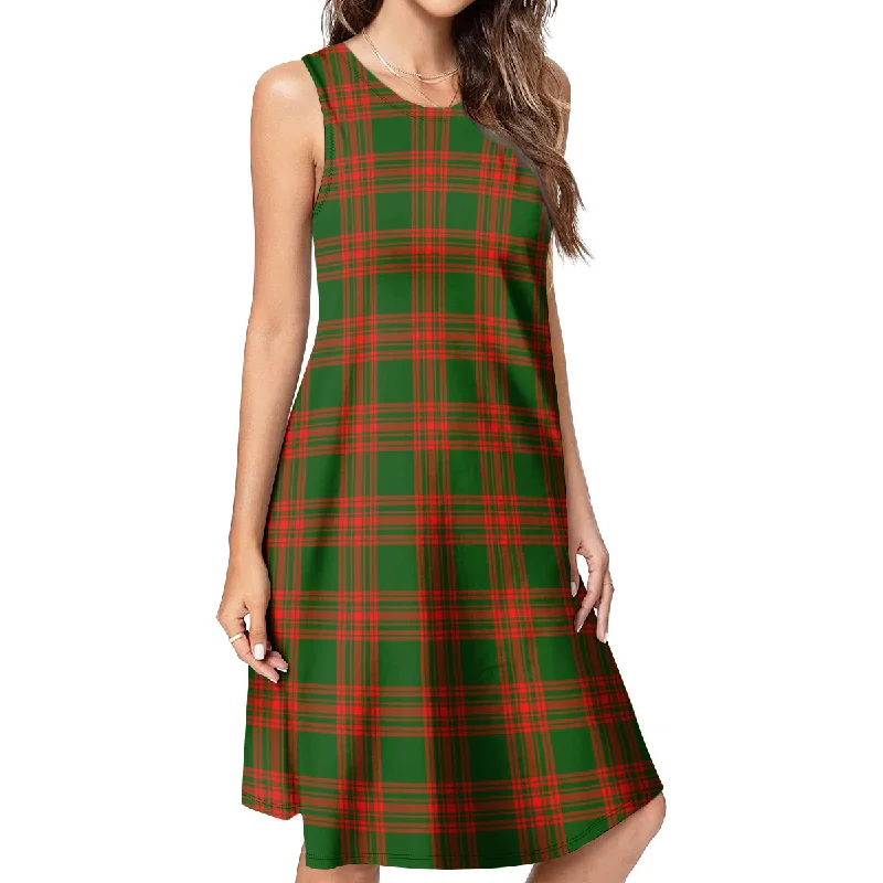 Menzies Green Modern Tartan Womens Casual Dresses Off-shoulder unclassified dresses