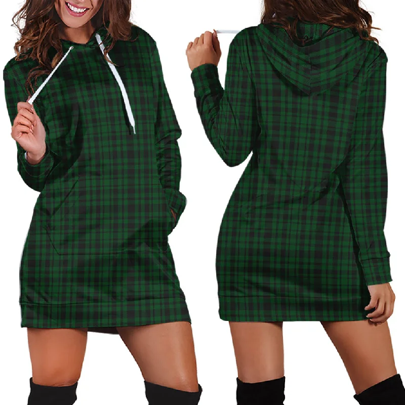 Menzies Green Tartan Hoodie Dress One-shoulder unclassified dresses