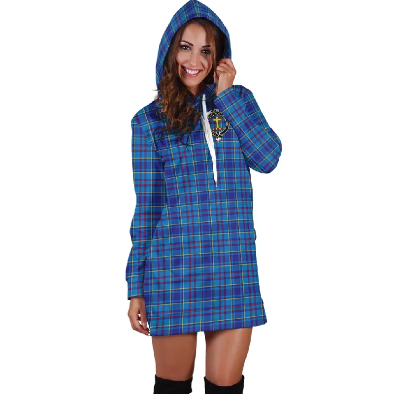 Mercer Tartan Hoodie Dress with Family Crest Bold pattern unclassified dresses