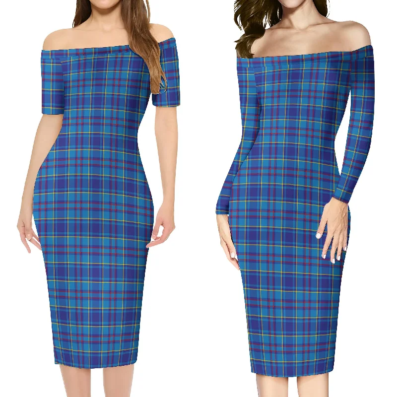 Mercer Tartan Off Shoulder Lady Dress Breathable unclassified dresses