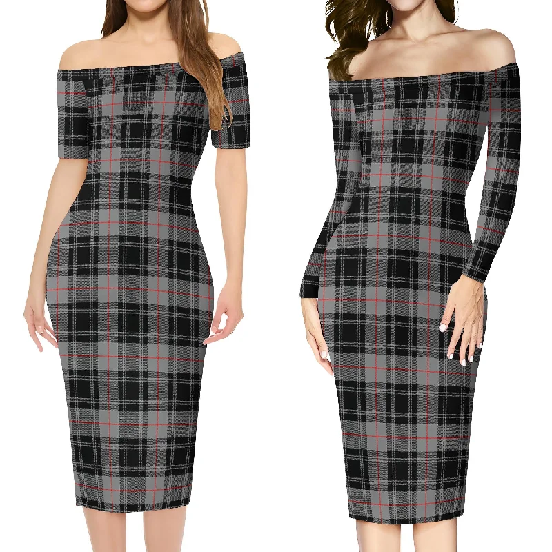 Moffat Tartan Off Shoulder Lady Dress Velvet unclassified dresses