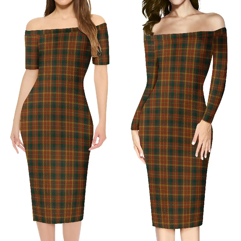 Monaghan County Ireland Tartan Off Shoulder Lady Dress Color block unclassified dresses