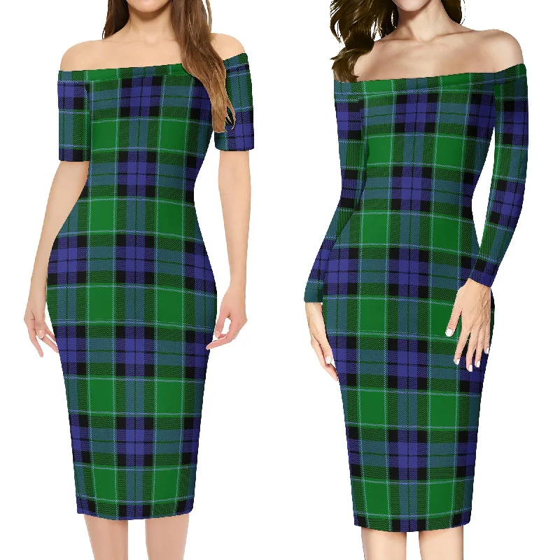 Monteith Tartan Off Shoulder Lady Dress Discounted unclassified dresses