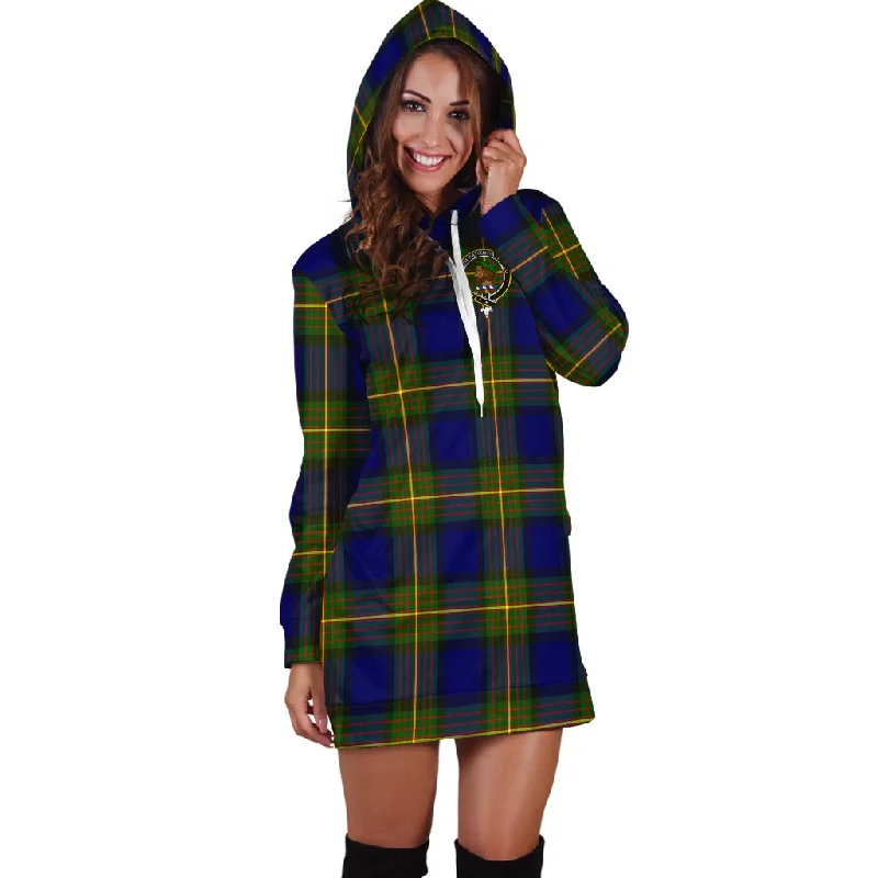 Moore Tartan Hoodie Dress with Family Crest Monochrome unclassified dresses