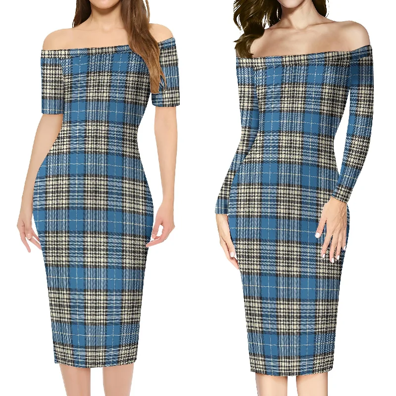 Napier Ancient Tartan Off Shoulder Lady Dress Office unclassified dresses