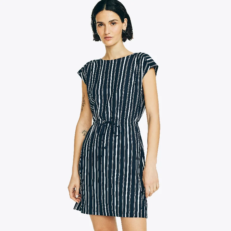 Nautica Womens Sustainably Crafted Striped Criss-Cross Dress Neutral tone unclassified dresses