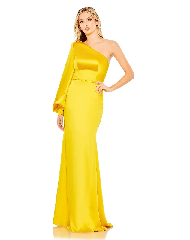 One Shoulder Bishop Sleeve Trumpet Gown High-end unclassified dresses