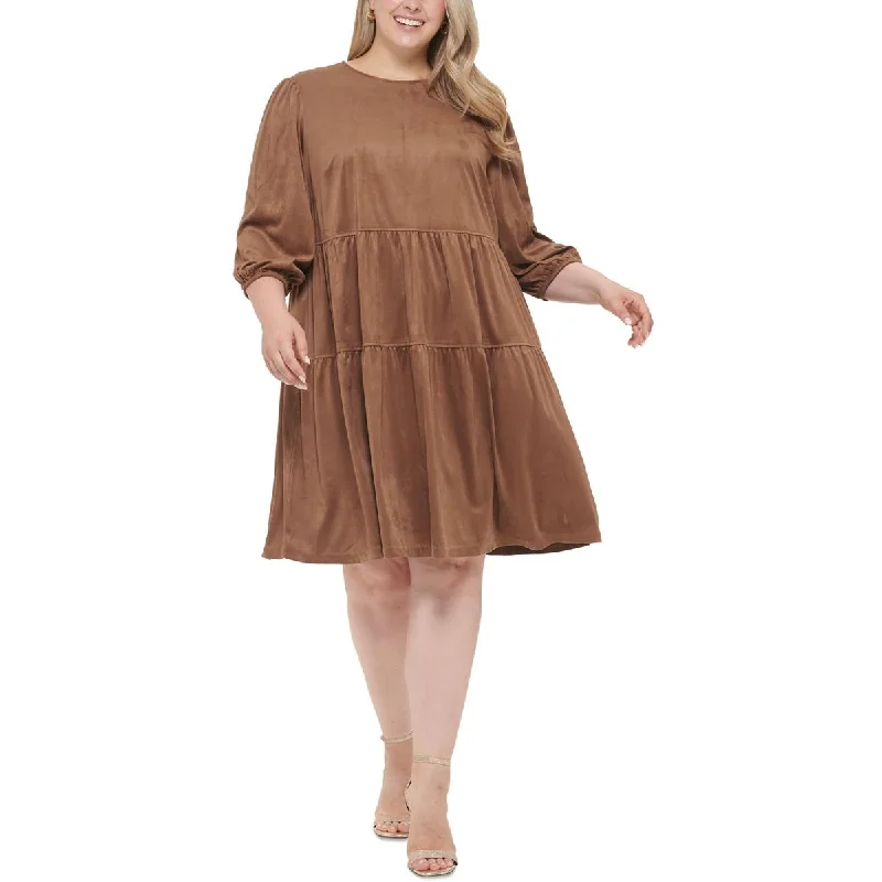 Plus Womens Faux Suede Shift Dress Beach unclassified dresses