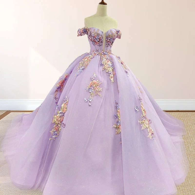 Princess Off the Shoulder Appliques Court Train Quinceanera Dresses Travel unclassified dresses